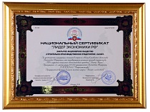 Национальный сертификат «Лидер экономики РФ» 2013